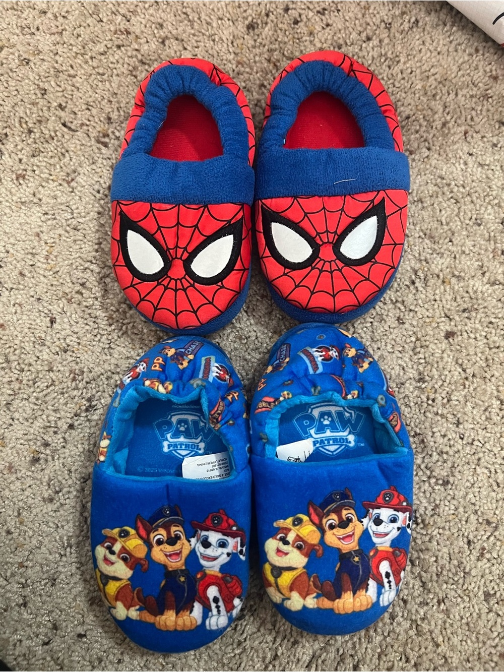 Spider-Man and PAW Patrol Kids One-Piece Slippers - Blue & Red